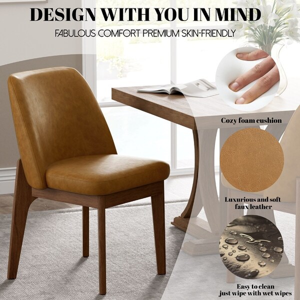set of 2 upholstered side chairs with wooden legs, suitable for