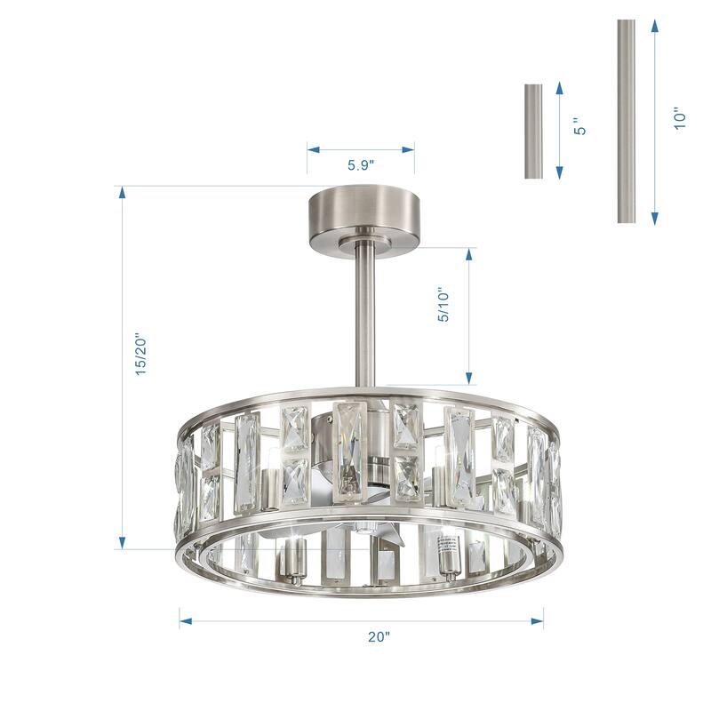 20-In Nickel Caged Ceiling Fan with Light Remote(5-Blade)