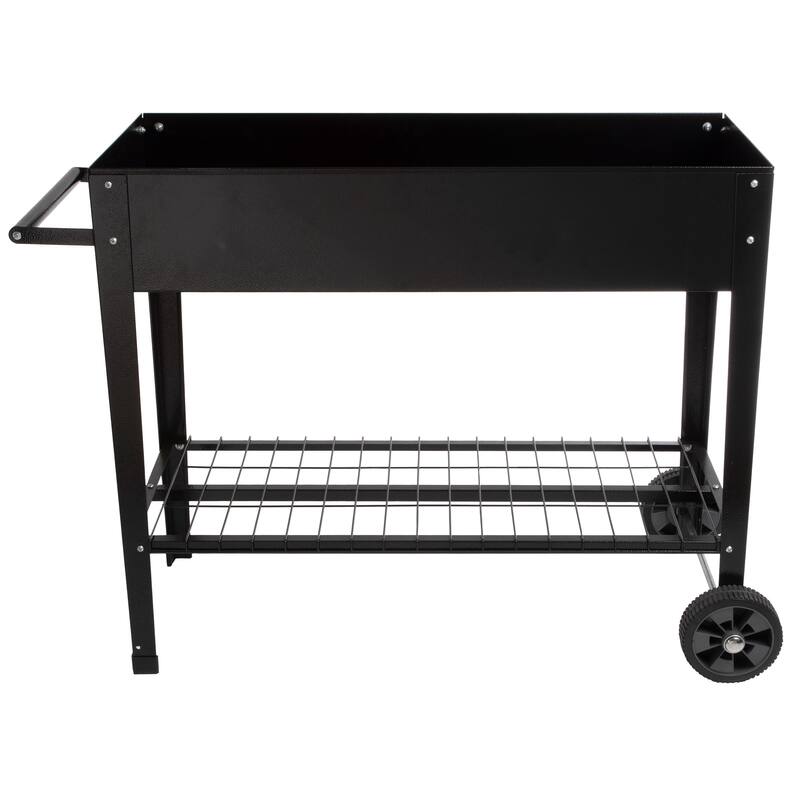 Raised Garden Bed - Planter Box with Storage Shelf by Pure Garden (Black)