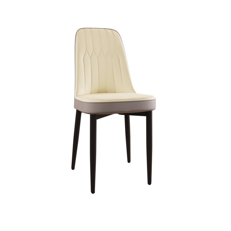 Modern PU 4 Piece Kitchen Dining Chair Set with Cushions, Metal Legs, Anti-Scratch Foot Pads for Dining Room Kitchen Living Room