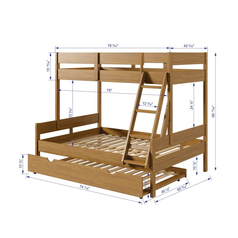 Low Board Twin over Full Urban Oak Panel Bunkbed