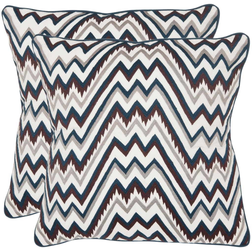 SAFAVIEH Home Highland 18-inch Square Cotton Decorative Throw Pillow (Set of 2)