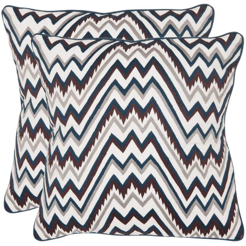 SAFAVIEH Home Highland 18-inch Square Cotton Decorative Throw Pillow (Set of 2)