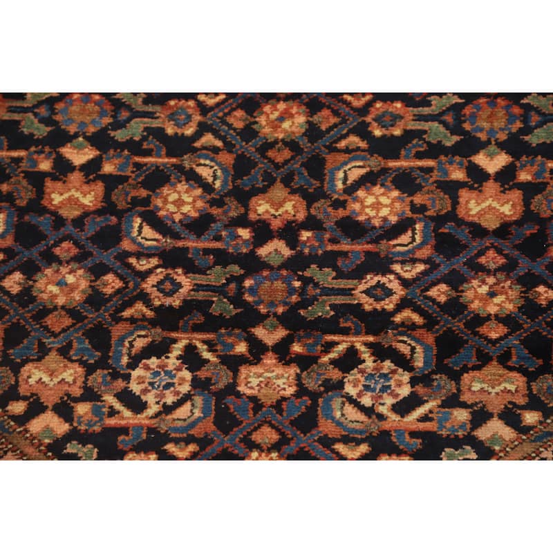 Hand Knotted Oriental 100% Wool Carpet Traditional Medallion Navy Blue & Blues Hamedan Area Rug - 6' 8'' X 3' 9''