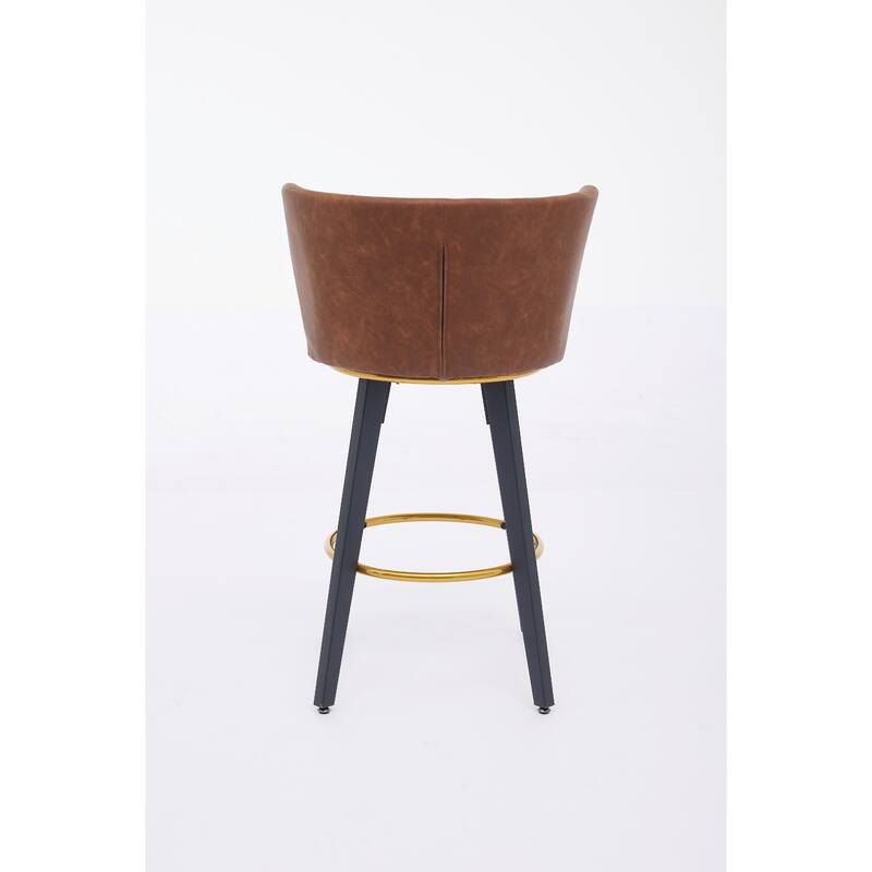 Counter Height Bar Stools Set of 2, 360° Swivel Upholstered Barstools with Backs and Metal Legs