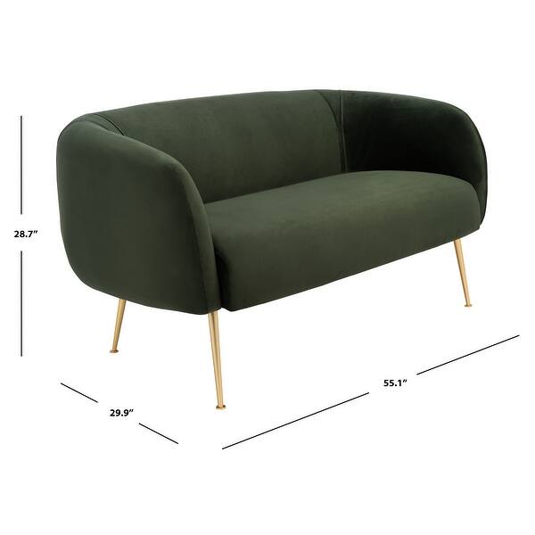 dimension image slide 0 of 2, SAFAVIEH Couture High Line Collection Alena Off-White Polyester Blend Loveseat