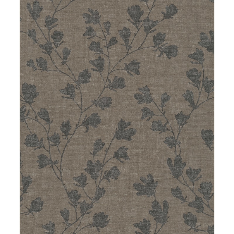 Galerie Wallcoverings Fusion Collection Floral Trail Motif Non-woven Matte Wallpaper Roll - 33 feet x 21 inches - Brown