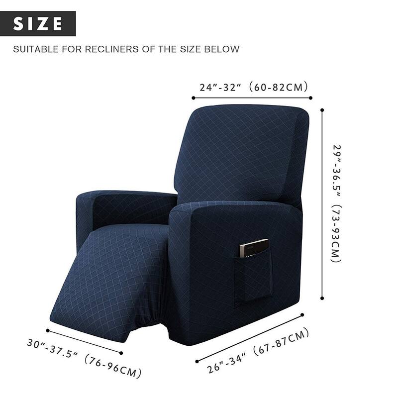 Enova Home Ultra Soft Rhombus Stretch Fabric Recliner Slipcover with Elastic Bottom Side Pocket