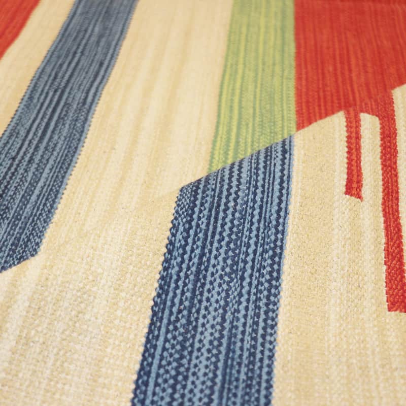 Pasargad Home Anatolian Kilim Hand-Woven Cotton Area Rug, Beige