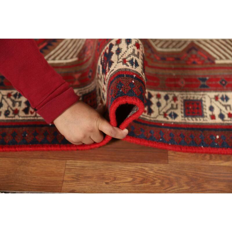 Tribal Ardebil Persian Vintage Runner Rug Hand-Knotted Wool Carpet - 3'4"x 11'1"