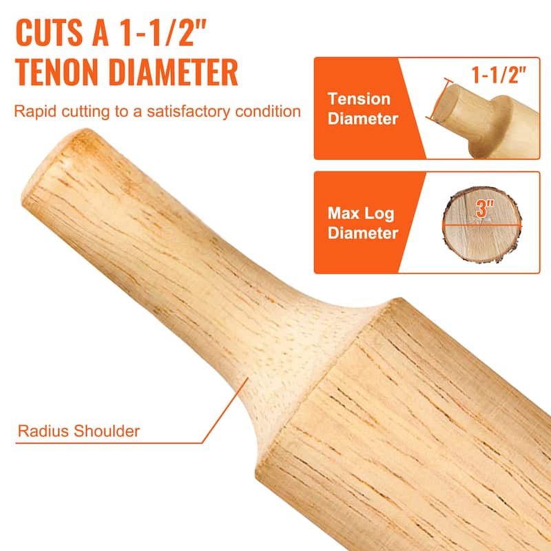 Tenon Cutter, 1.5" / 38 mm Diameter, Premium Aluminum & Steel Log Furniture Cutter, with Dual Blades
