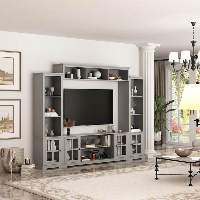 Living Room Set with TV Stand and Two Bookcases Doors 102"/68.1"W