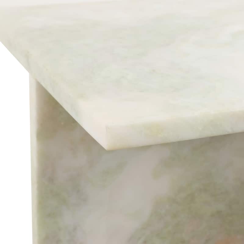 Stone Marble Accent Table Sculptural Geometric Base and Sleek Design