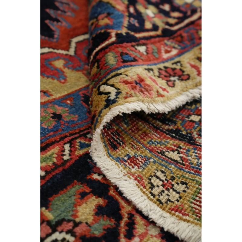 Hand Knotted Oriental 100% Wool Carpet Traditional Medallion Oranges & Rust Heriz (serapi) Area Rug - 11' 6'' X 8' 5''