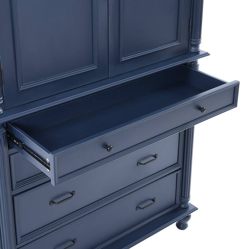 Farmhouse 77.3" Tall Kitchen Pantry Cabinet with 5 Drawers, 6 Door Shelves, 2 Adjustable Shelves