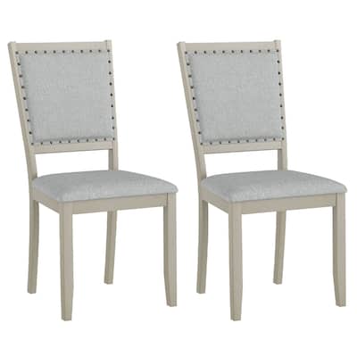 Costway 2/4 PCS Farmhouse Dining Chair Fabric Upholstered Kitchen