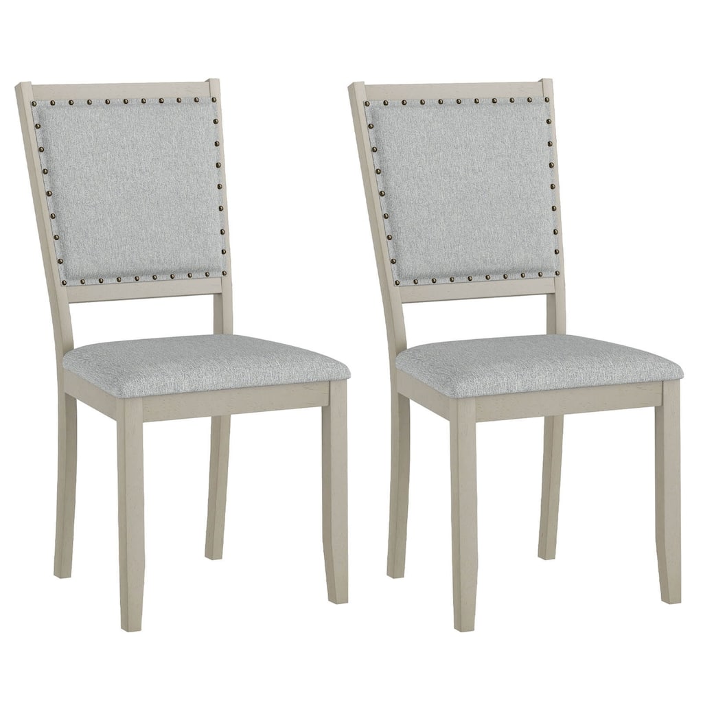 Costway 2/4 PCS Farmhouse Dining Chair Fabric Upholstered Kitchen
