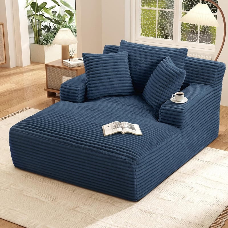 Rossetta Corduroy Upholstered Modern Oversized Chaise Lounge Chair