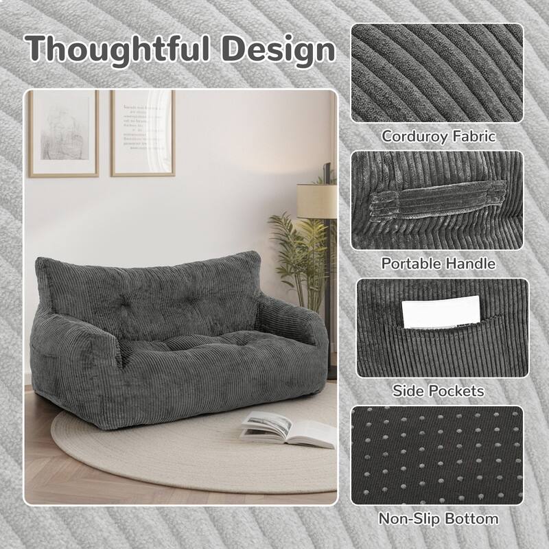 Pamapic Bean Bag Chair, Double Seater Corduroy Lazy Sofa