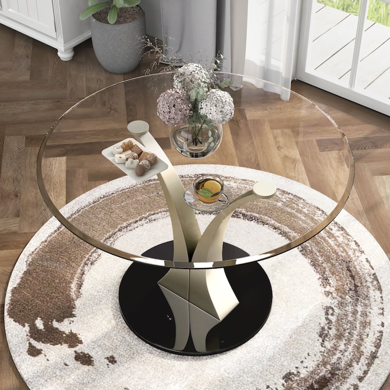 Furniture of America Zaia Contemporary Silver 45-inch Glass Top Dining Table