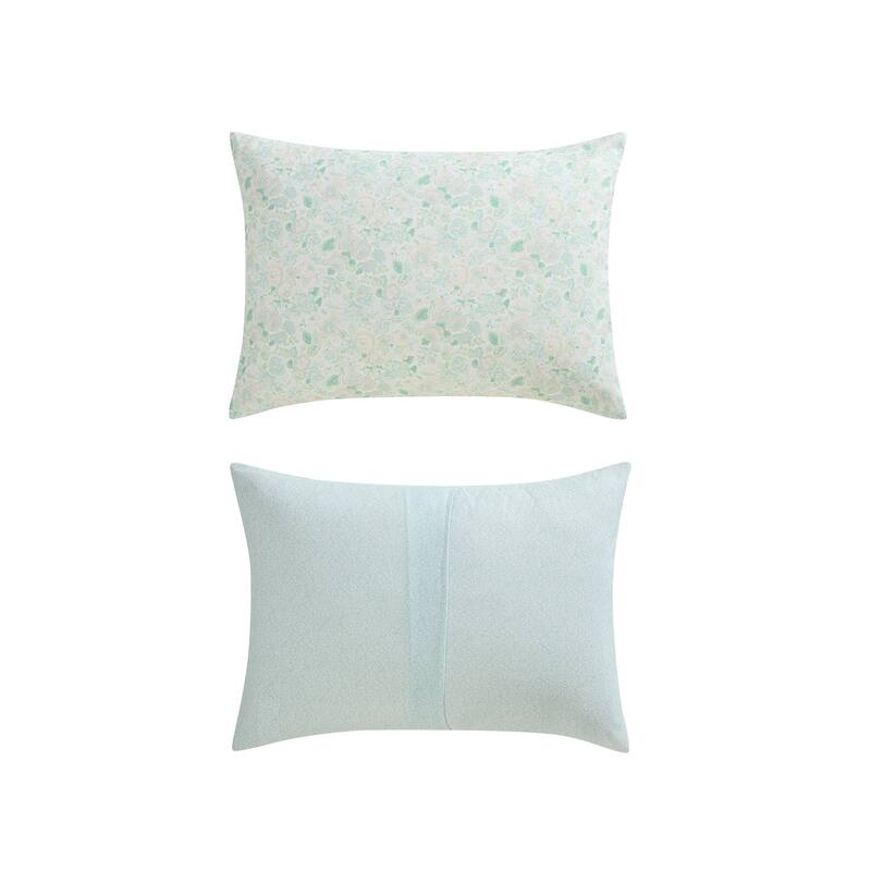 Laura Ashley Jaynie Ticking Stripe Reversible Comforter Set with Sheets (Blue)