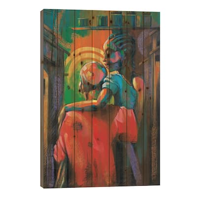 Moments Together Print On Wood by Akintayo Akintobi - Multi-Color