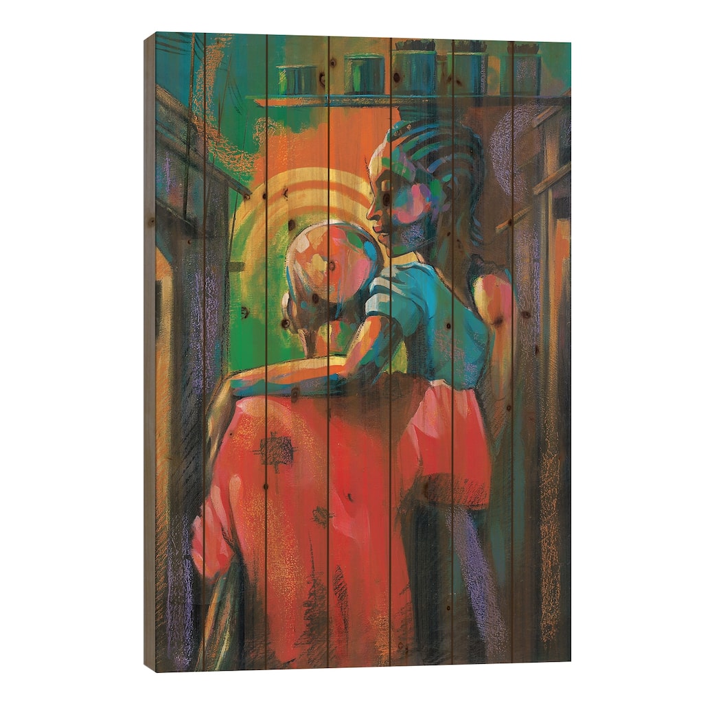 Moments Together Print On Wood by Akintayo Akintobi - Multi-Color