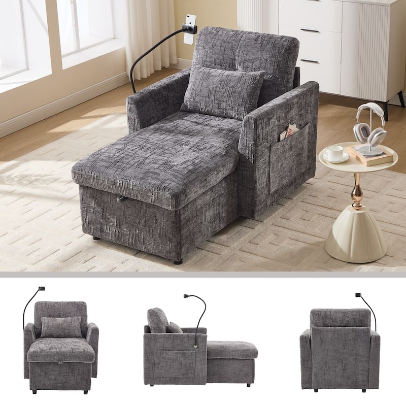 Multifunctional Sofa Recliner with Storage, Adjustable Backrest, and Phone Holder for Living Room or Bedroom