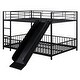 preview thumbnail 15 of 18, Full over Full Size Metal Bunk Bed with Slide and Guardrails,,Industrial Minimalist Metal Bed聽