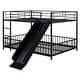 preview thumbnail 15 of 18, Full over Full Size Metal Bunk Bed with Slide and Guardrails,,Industrial Minimalist Metal Bed-Black
