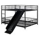 preview thumbnail 35 of 38, Unique Design Full over Full Size Metal Bunk Bed with Slide and Guardrails