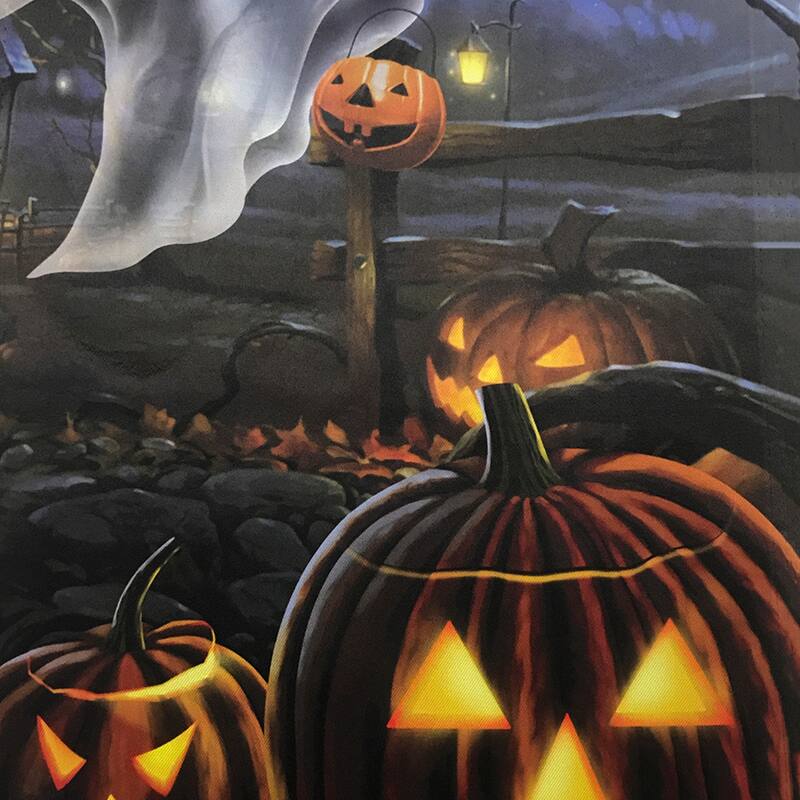 Pumpkins and Ghost Spooky Halloween Outdoor Garden Flag 12.5" x 18"