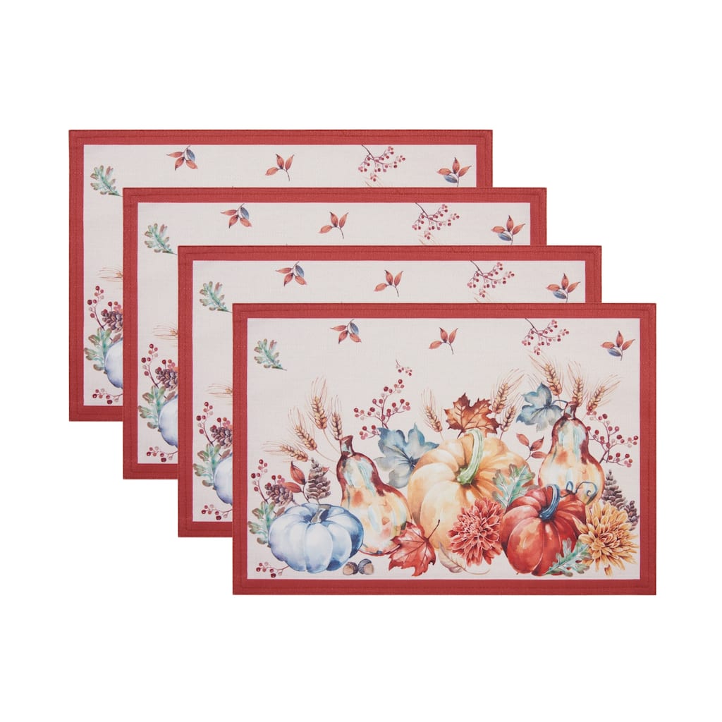 Botanical Harvest Pumpkin Engineered Placemats, Set of 4 - 13x19