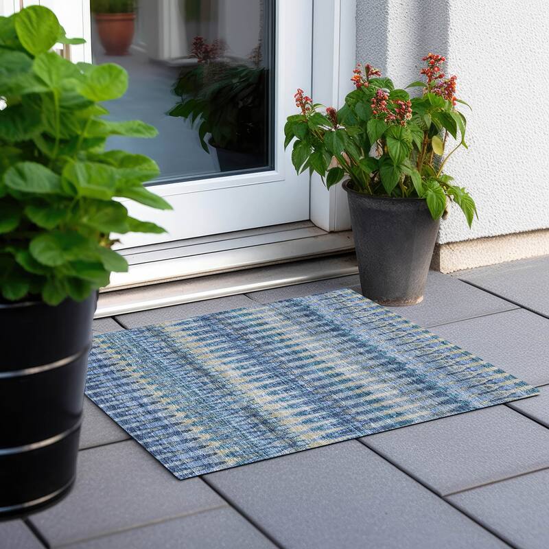 Machine Washable Indoor/ Outdoor Chantille Moroccan Rug - Denim - 1'8" x 2'6"