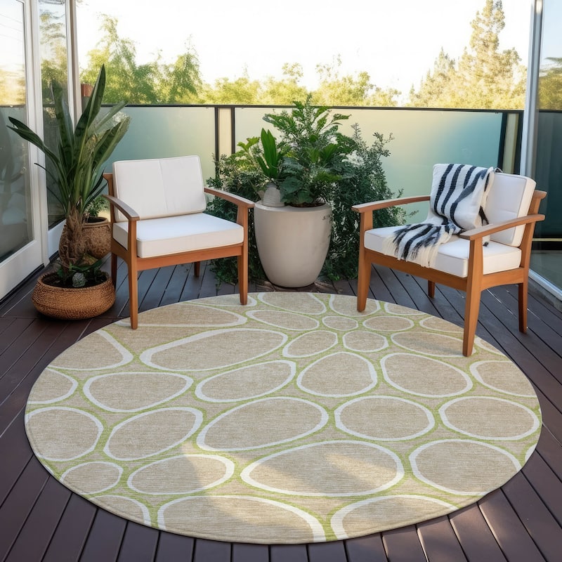 Machine Washable Indoor/ Outdoor Modern Bubbles Chantille Rug
