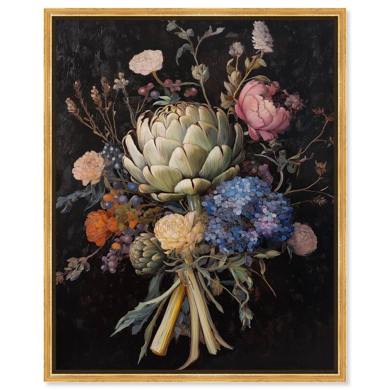 Moody Artichoke II Canvas by Art Remedy - 36" x 45" - Gold