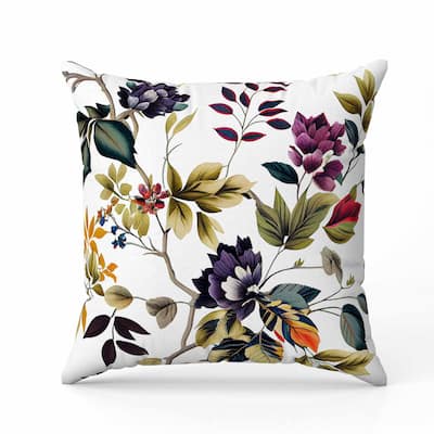 Majestic Gardens Faux Suede Reversible Throw Pillow White and Blue