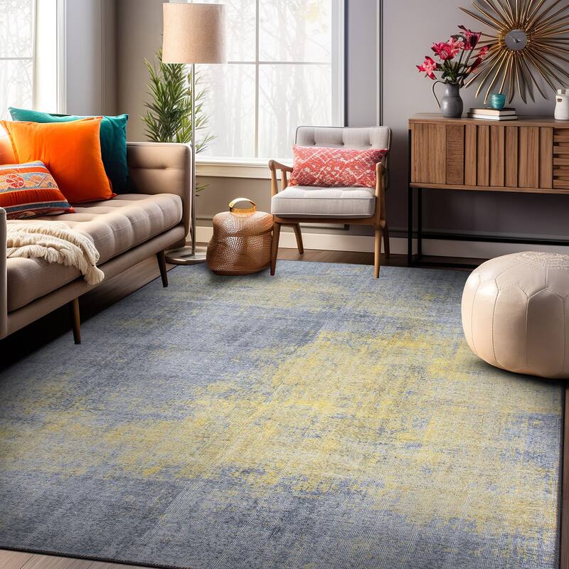 Contemporary Abstract Machine Washable Area Rug