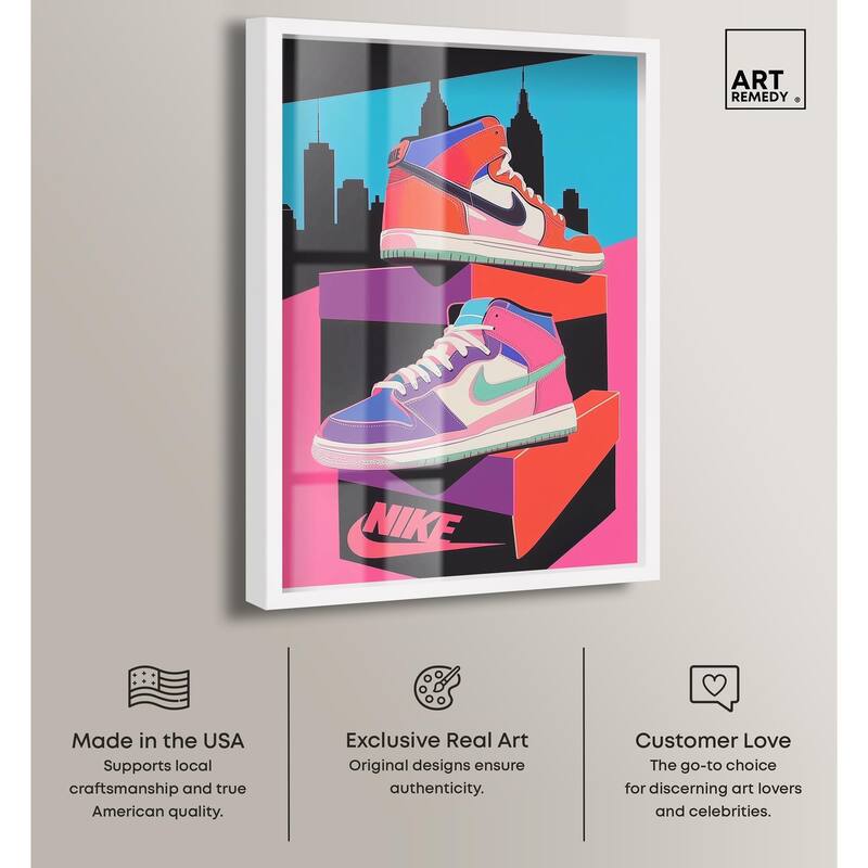 City Pop Sneakers Shadowbox by Art Remedy