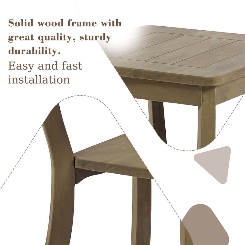 2 Set Brown Wood Outdoor Accent Club Chairs with Water-Resistant Cushions