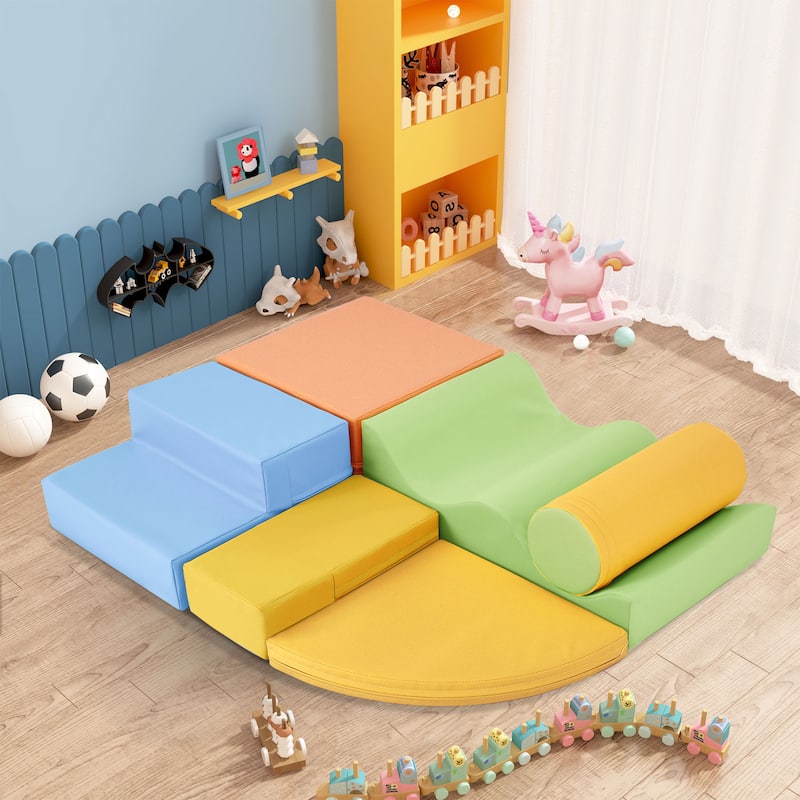 6 in 1 Soft Climb and Crawl Foam Playset, Soft Play Kids Playground, Kids Crawling and Climbing Indoor Active Play Structure