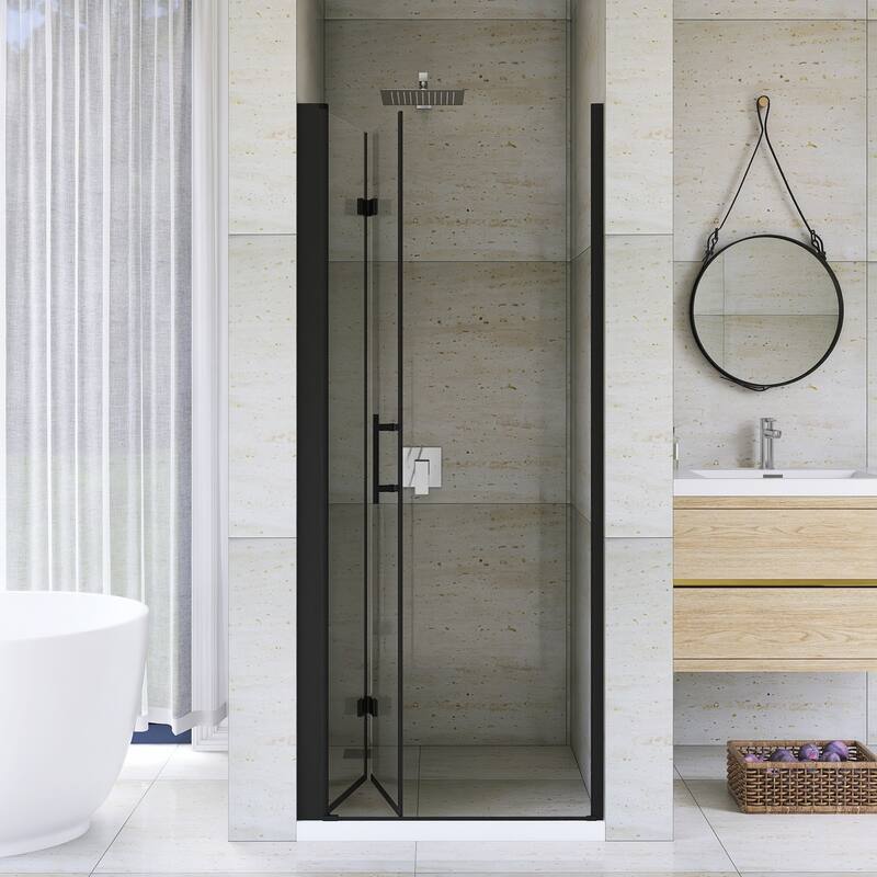 Bifold Framed Shower Door in Matte Black Finish