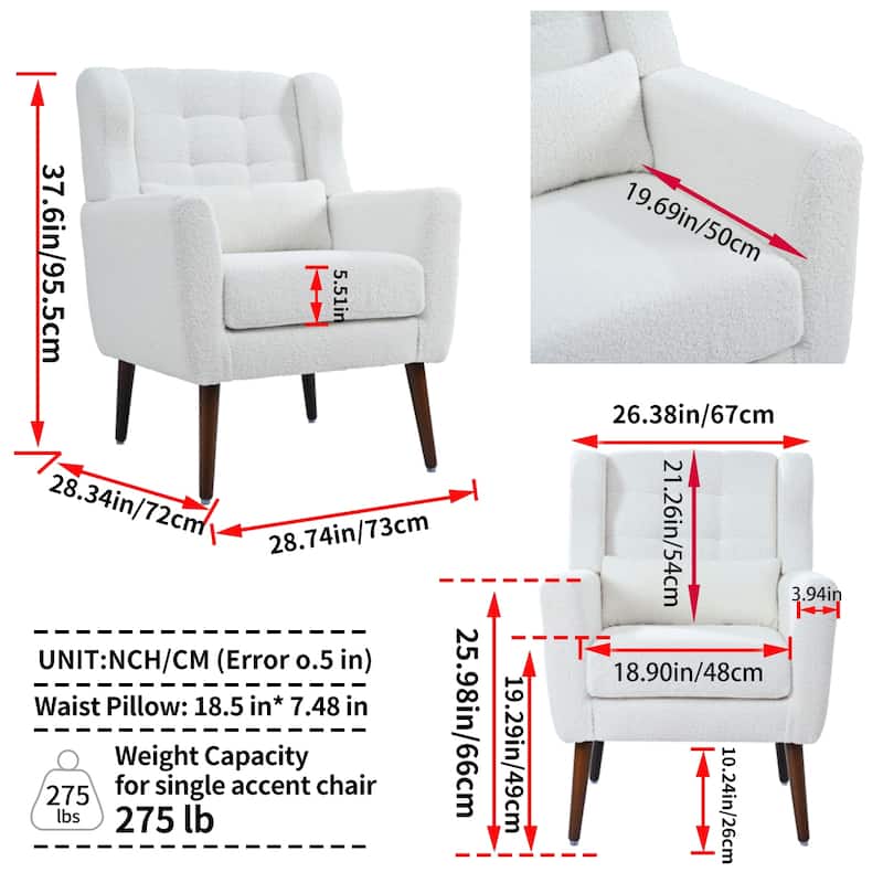 Reception Chair Side Chair Padded Chair Office Chair Lobby Chair with Wood Legs, Modern Corner Chair Leisure Chair
