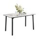 preview thumbnail 23 of 25, 55” Rectangular Kitchen Dining Table Sintered Stone Tempered Glass Top with Metal Frame Table