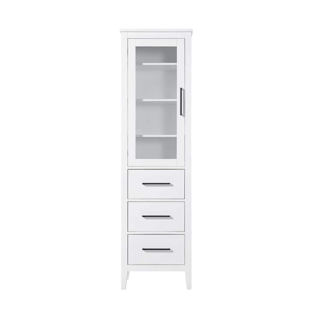 Laura 16-28 Inch Bath Storage Glass Cabinet