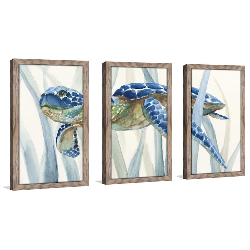 "Turtle in Seagrass II" 3 Piece Print on Acrylic