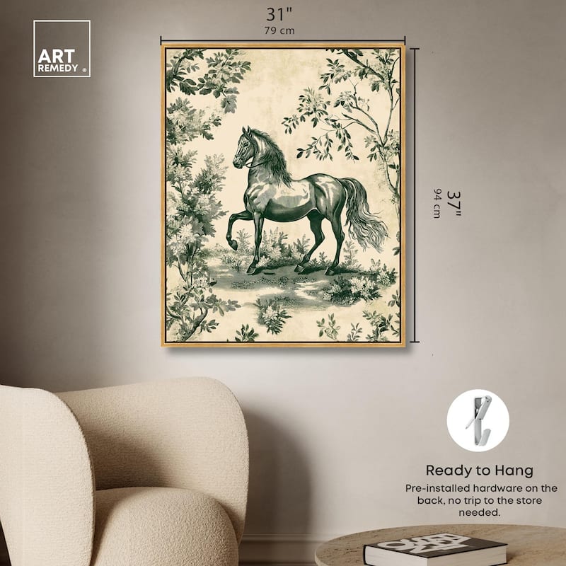Equestrian Etching Canvas by Art Remedy