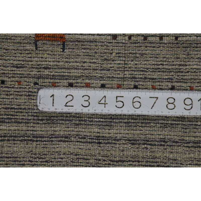 Hand Knotted Oriental 100% Wool Carpet Tribal Animal Pictorial Greys & Charcoal Gabbeh Area Rug - 8' 1'' X 5' 0''