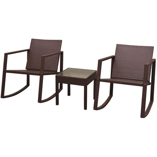 vidaXL 3 Piece Bistro Set Poly Rattan Brown