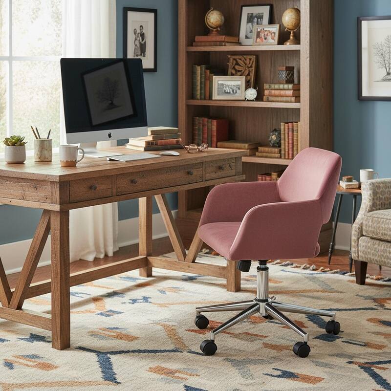 Homylin Modern Velvet Upholstered Task Chair with 360 Degree Swivel